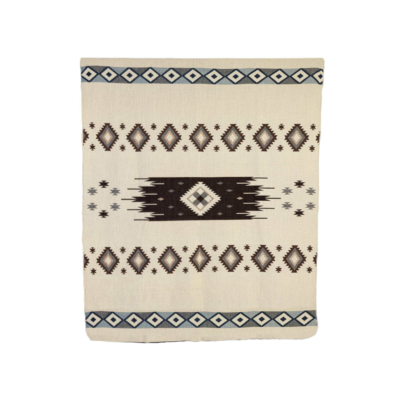 Handwoven Reversible Sunset Diamond Red Brown Blue & Cream Alpaca Throw Blanket - Yachana Collection