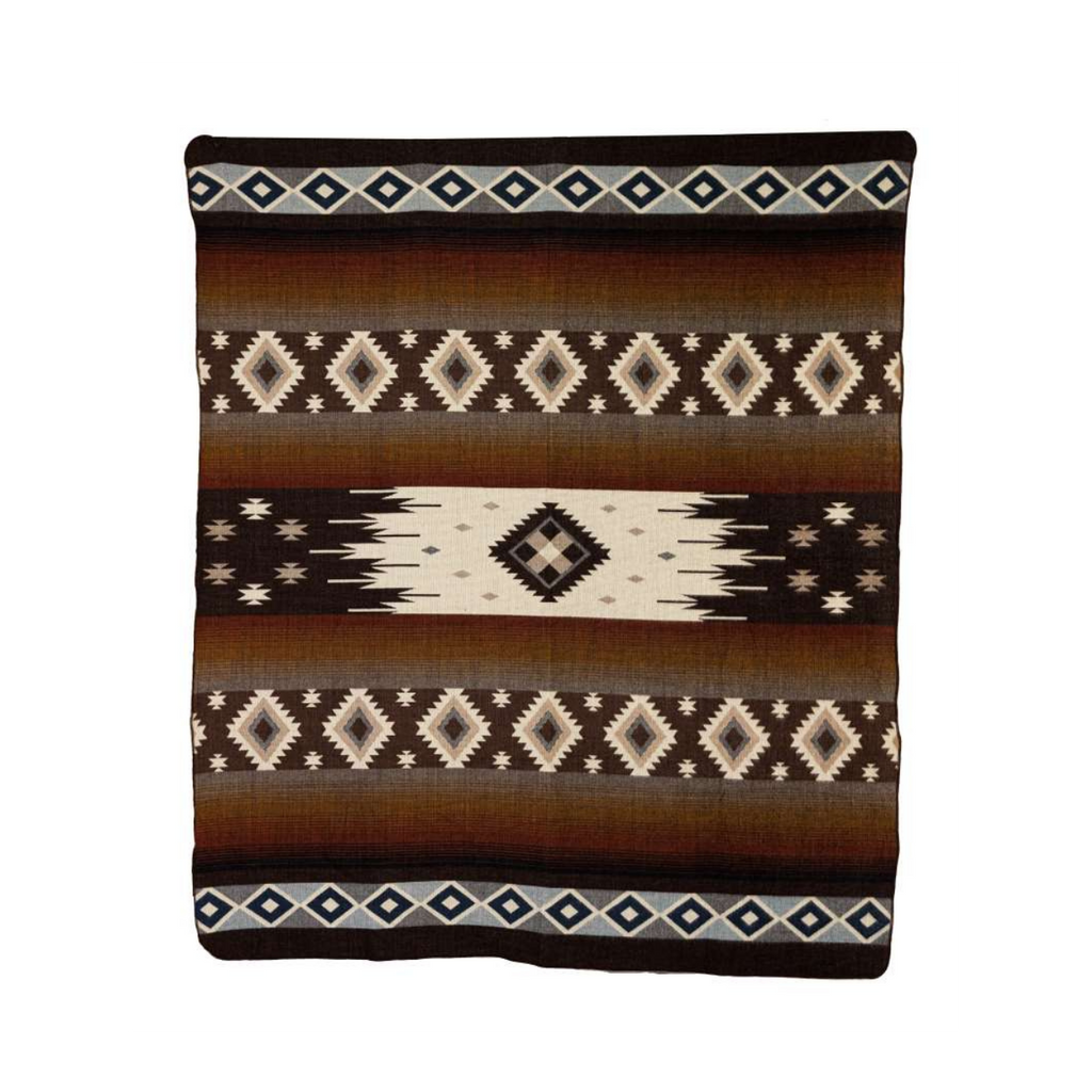Handwoven Reversible Sunset Diamond Red Brown Blue & Cream Alpaca Throw Blanket - Yachana Collection