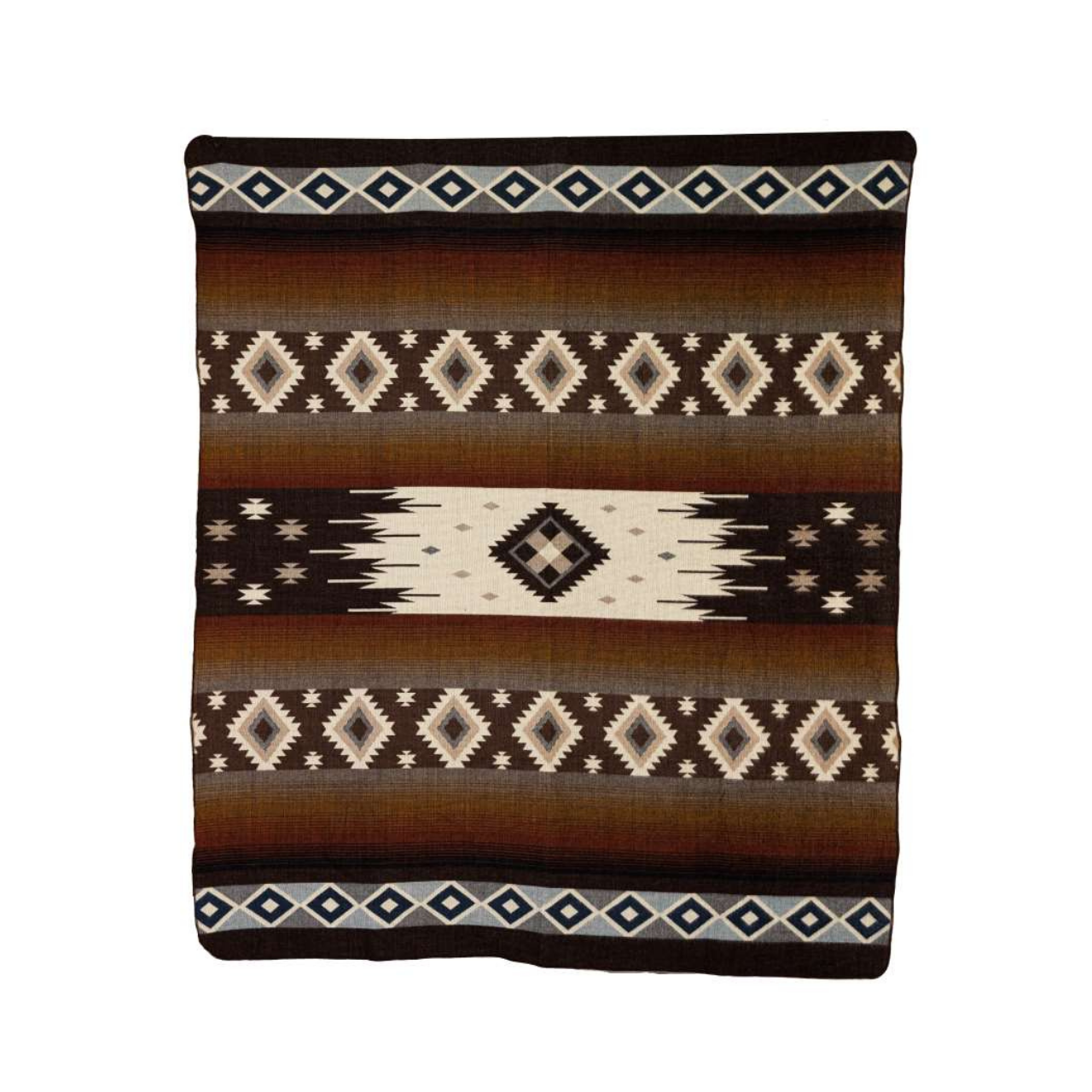 Handwoven Reversible Sunset Diamond Red Brown Blue & Cream Alpaca Throw Blanket - Yachana Collection