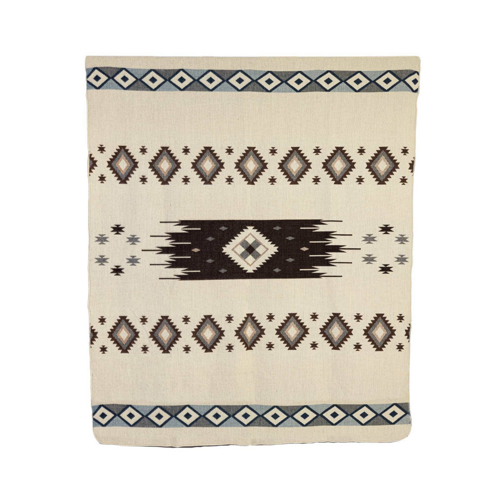 Handwoven Reversible Sunset Diamond Red Brown Blue & Cream Alpaca Throw Blanket - Yachana Collection