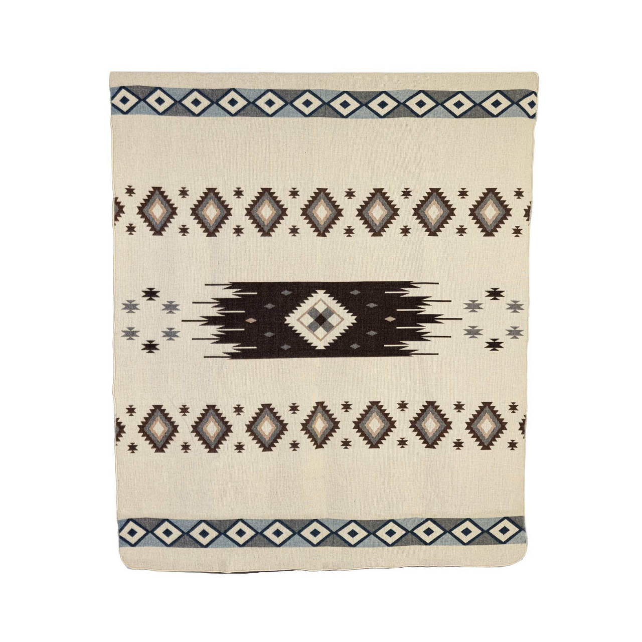 Handwoven Reversible Sunset Diamond Red Brown Blue & Cream Alpaca Throw Blanket - Yachana Collection