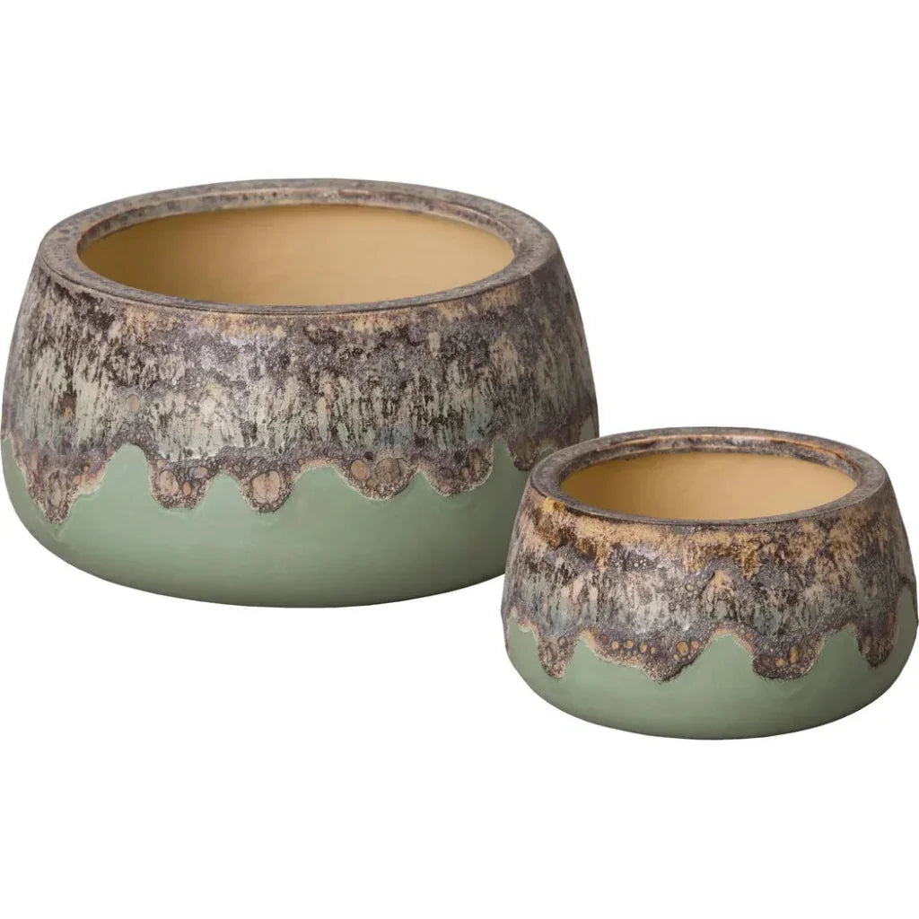 SHALLOW CERAMIC ROUND PLANTER