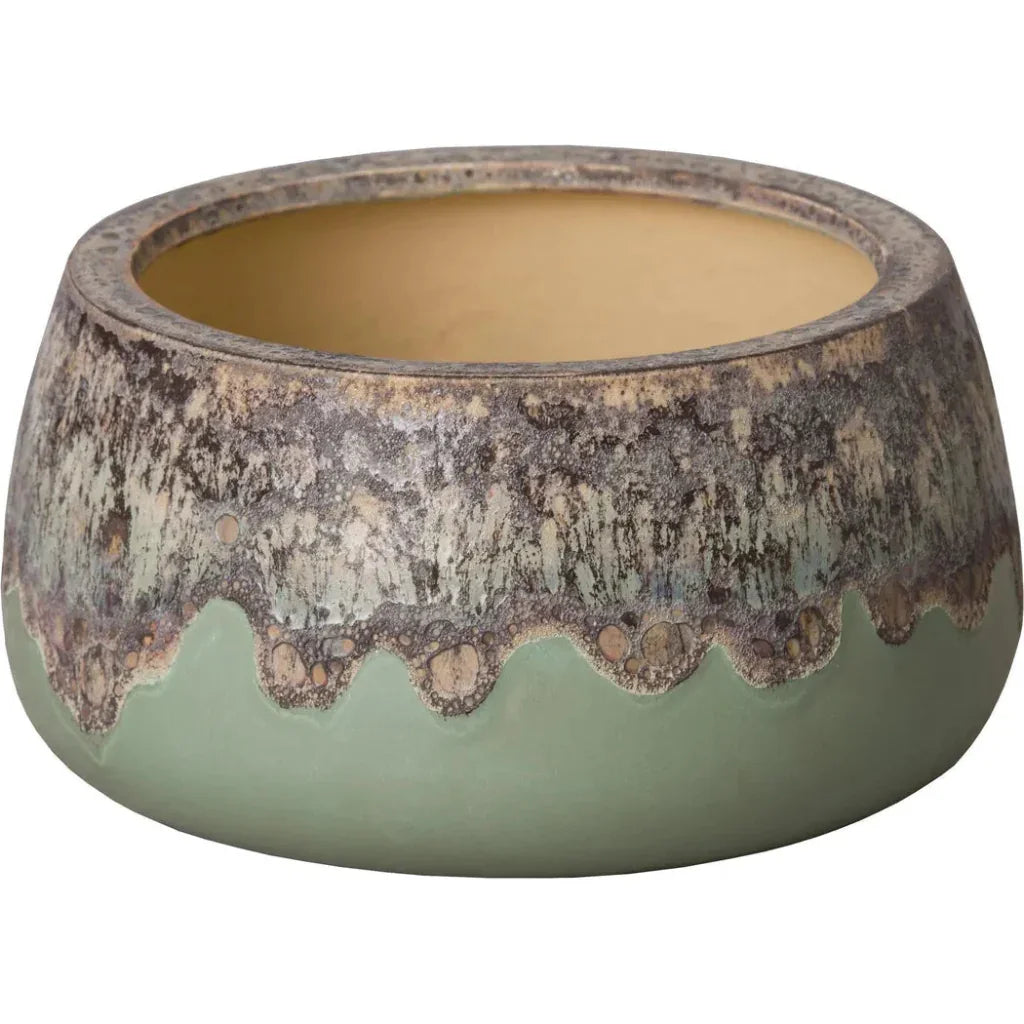 SHALLOW CERAMIC ROUND PLANTER
