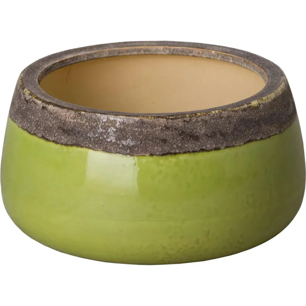 SHALLOW CERAMIC ROUND PLANTER
