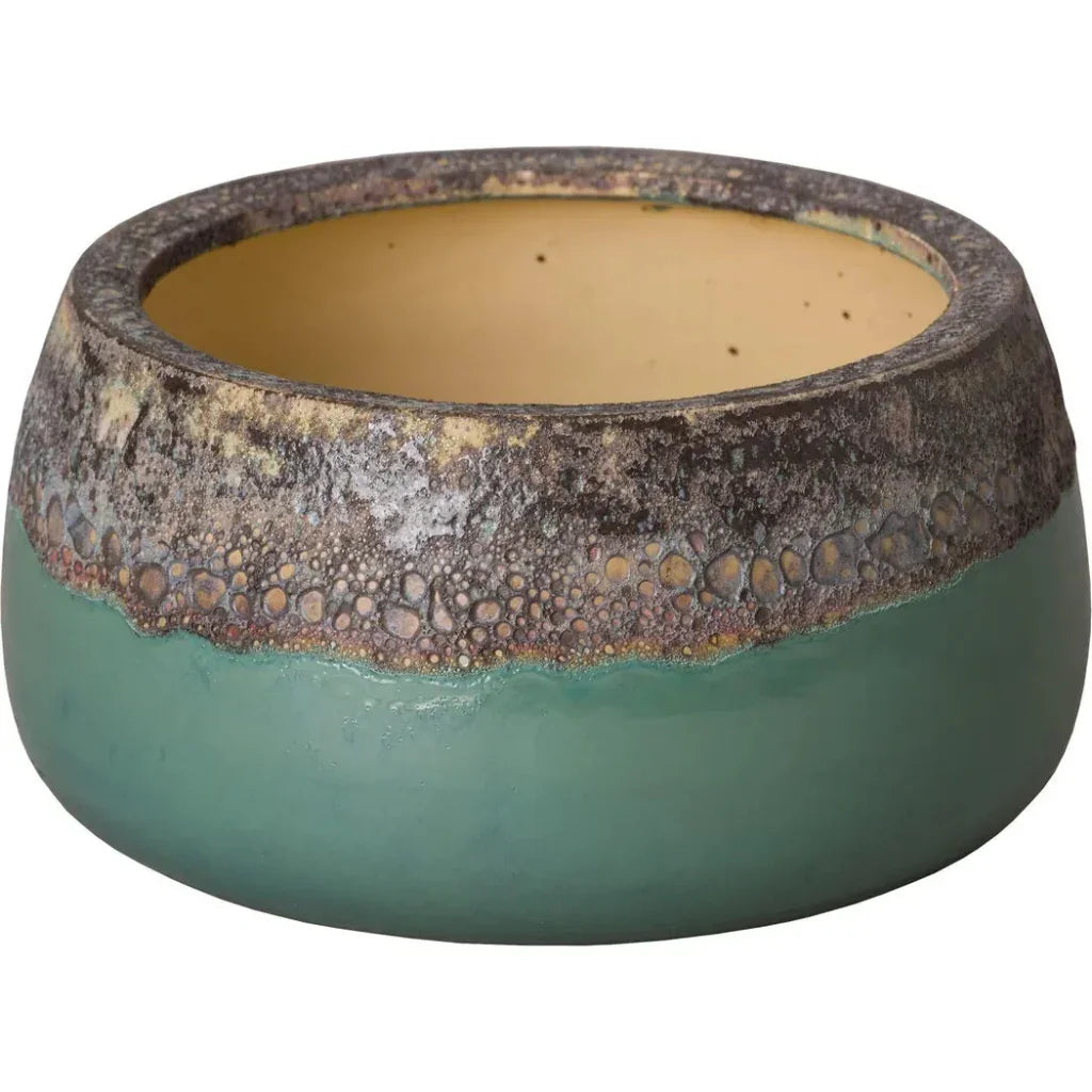SHALLOW CERAMIC ROUND PLANTER