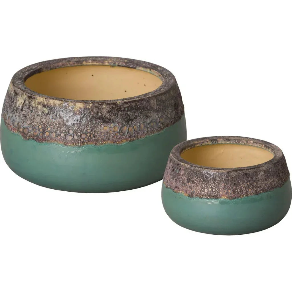 SHALLOW CERAMIC ROUND PLANTER