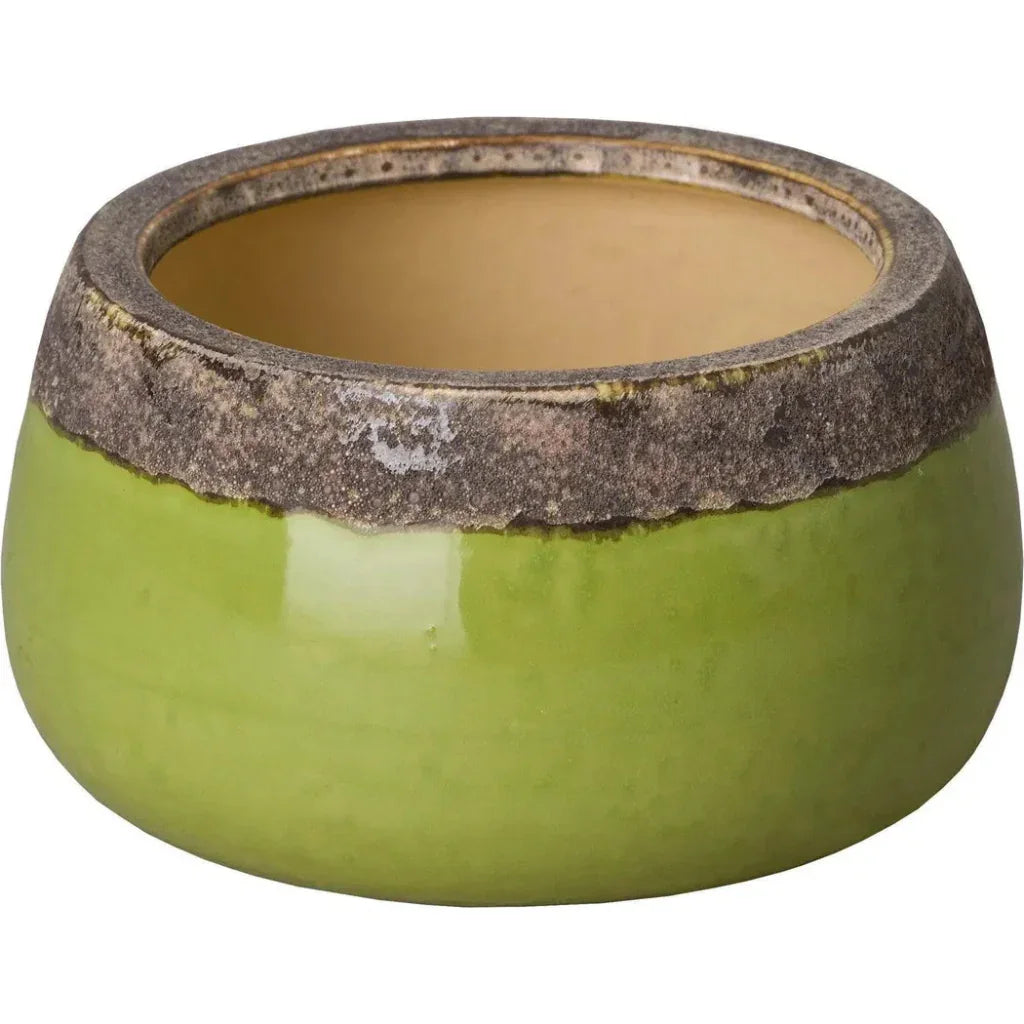 SHALLOW CERAMIC ROUND PLANTER