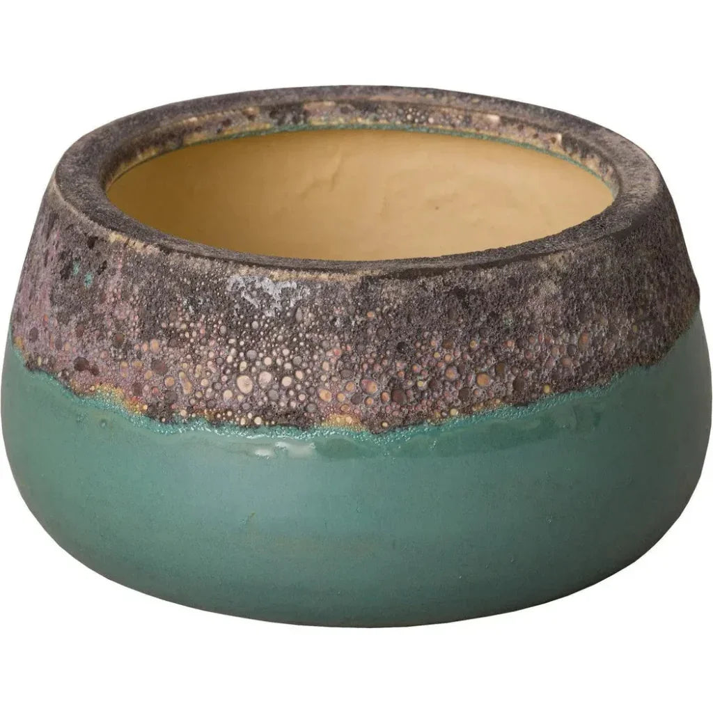 SHALLOW CERAMIC ROUND PLANTER