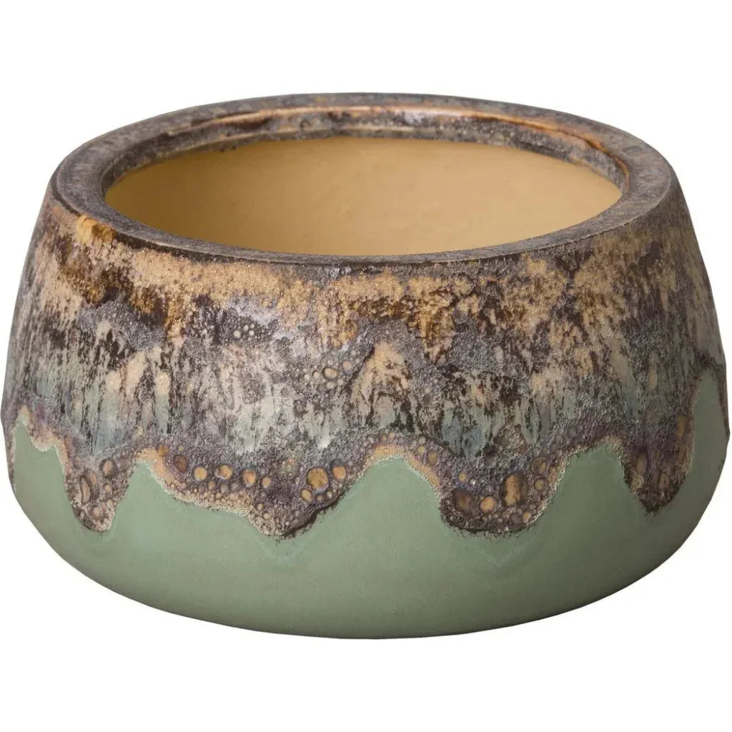 SHALLOW CERAMIC ROUND PLANTER
