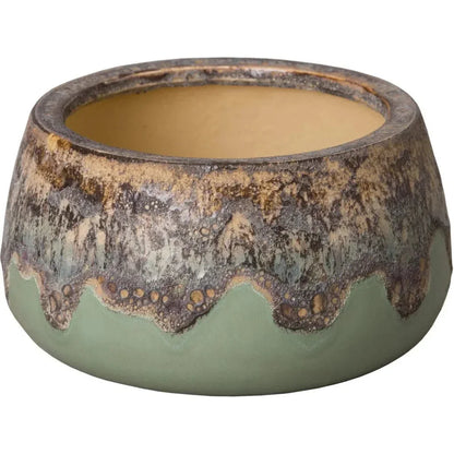 SHALLOW CERAMIC ROUND PLANTER